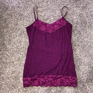 Dark Purple Lace Detailed Tank Top